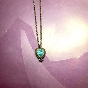 Italian 925 Sterling necklace & blue heart pendant